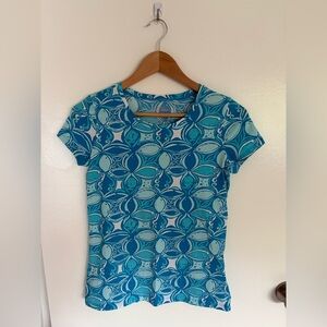 Lilly Pulitzer, Karrie Top in Ariel Blue Print, Size XS